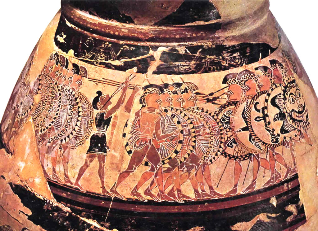 Detalle del Olpe Chigi (Museo Villa Giulia, Siglo VII a. C.)