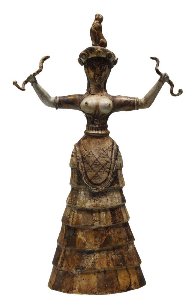 Escultura Diosa de las serpientes (Museo de Heraklion, 1600 a. C.)