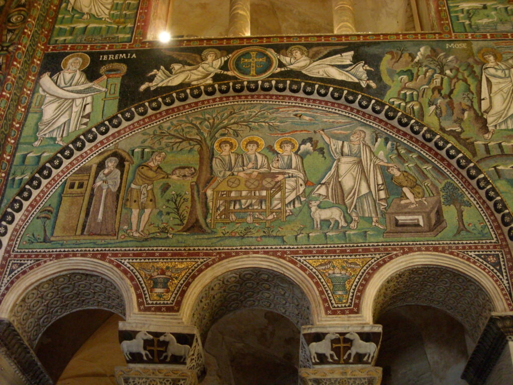 Rávena - Basilica San Vitale - Mosaico de Abraham (Segundo cuarto del siglo VI)