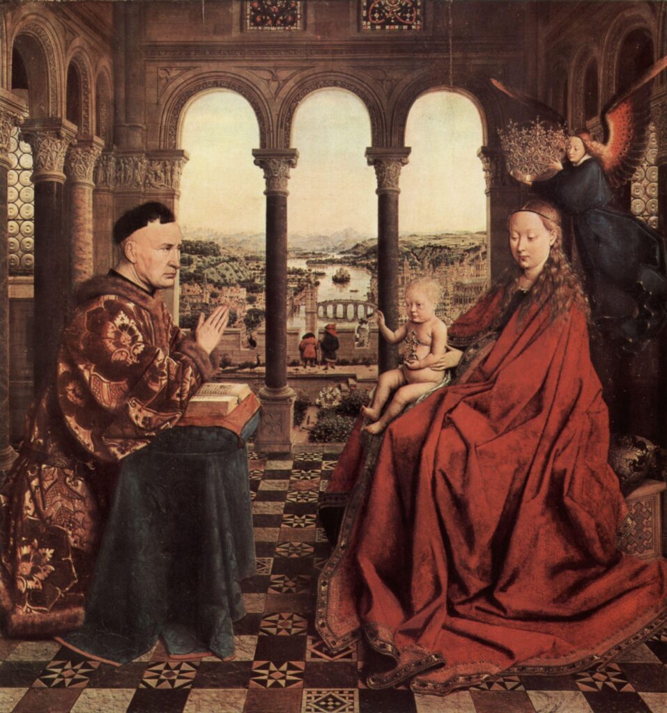 Jan van Eyck - Museo del Louvre - Virgen del canciller Rolin (1435)