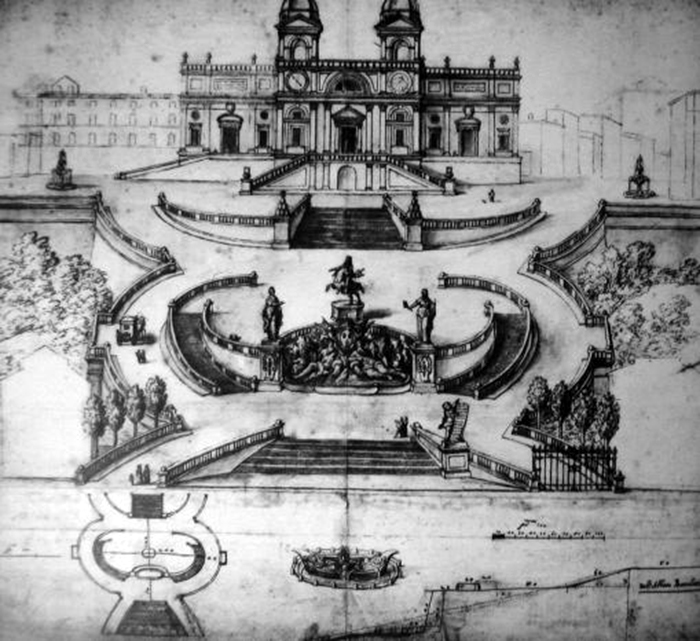 Elpidio Benedetti y Bernini - Proyeccto escalera Trinità dei Monti (1660)