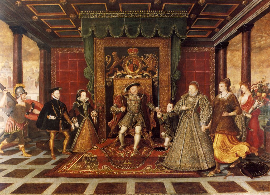 Lucas de Heere (atr) - National Museum Cardiff - Retrato alegórico de la familia de Enrique VIII (1572)