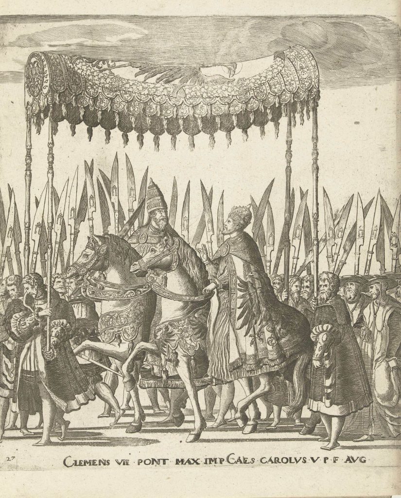 Nikolas Hogenberg - Carlos V y Clemente VII bajo palio (1530-1539)