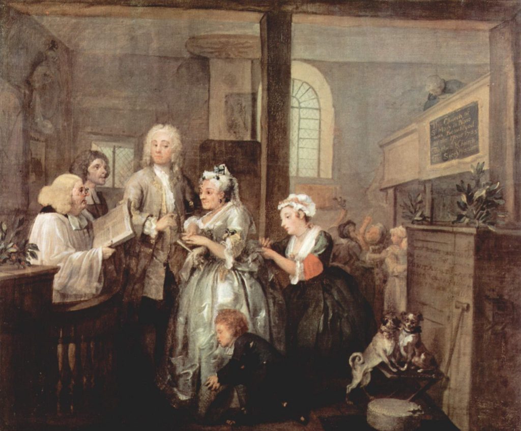 William Hogarth - A Rake's progress - V El matrimonio (Soane Museum Londres, 1732-1735)