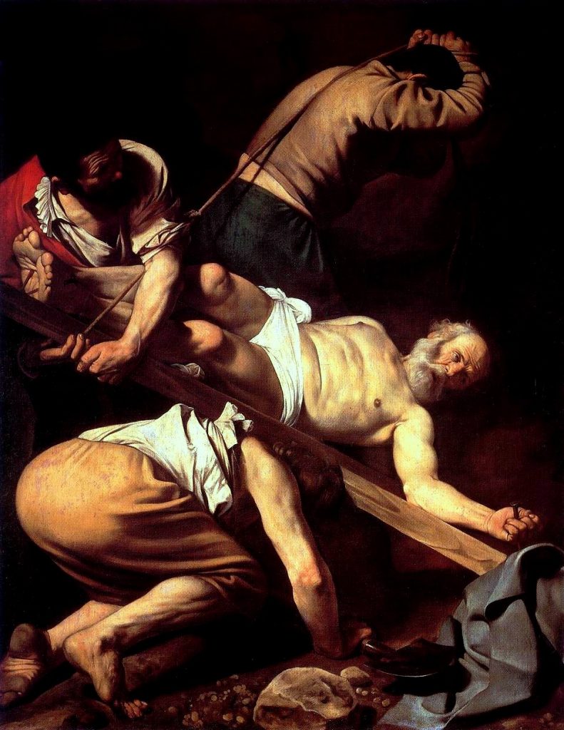 Caravaggio - Crucifixión de San Pedro (Santa María del Popolo de Roma, 1600-1601)