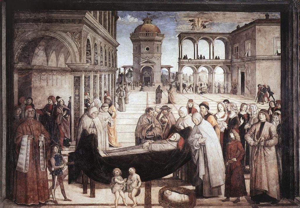 Pinturicchio - Muerte San Bernardino - Capilla Bufalini de Roma (1481)