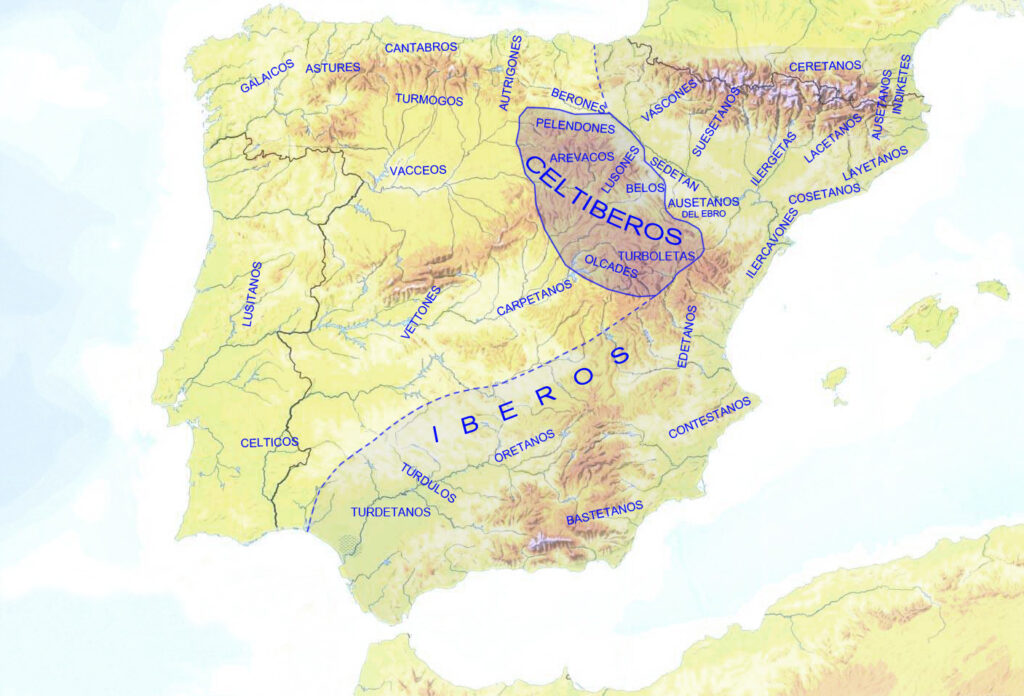 Mapa de distribución de los principales pueblos prerromanos en la Península Ibérica